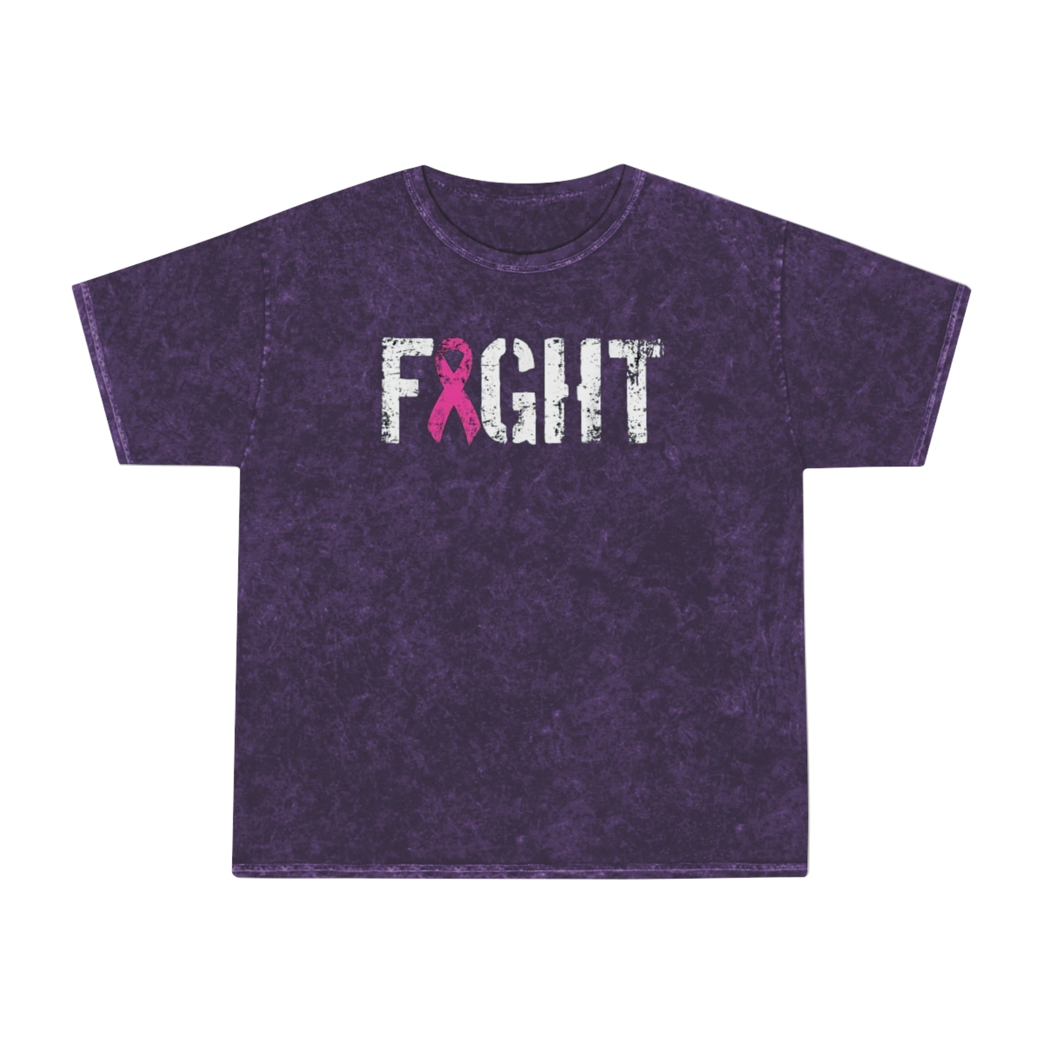 Unisex Mineral Wash T-Shirt - "Fight" Breast Cancer Awareness