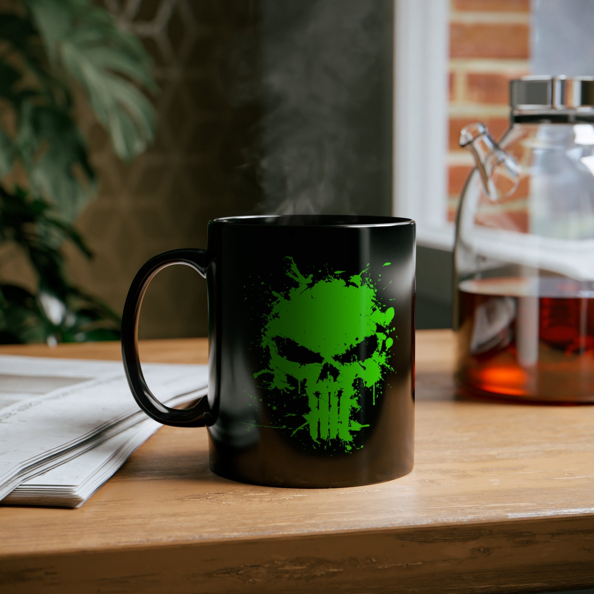 Black mug 11oz - Punisher Splatter Green