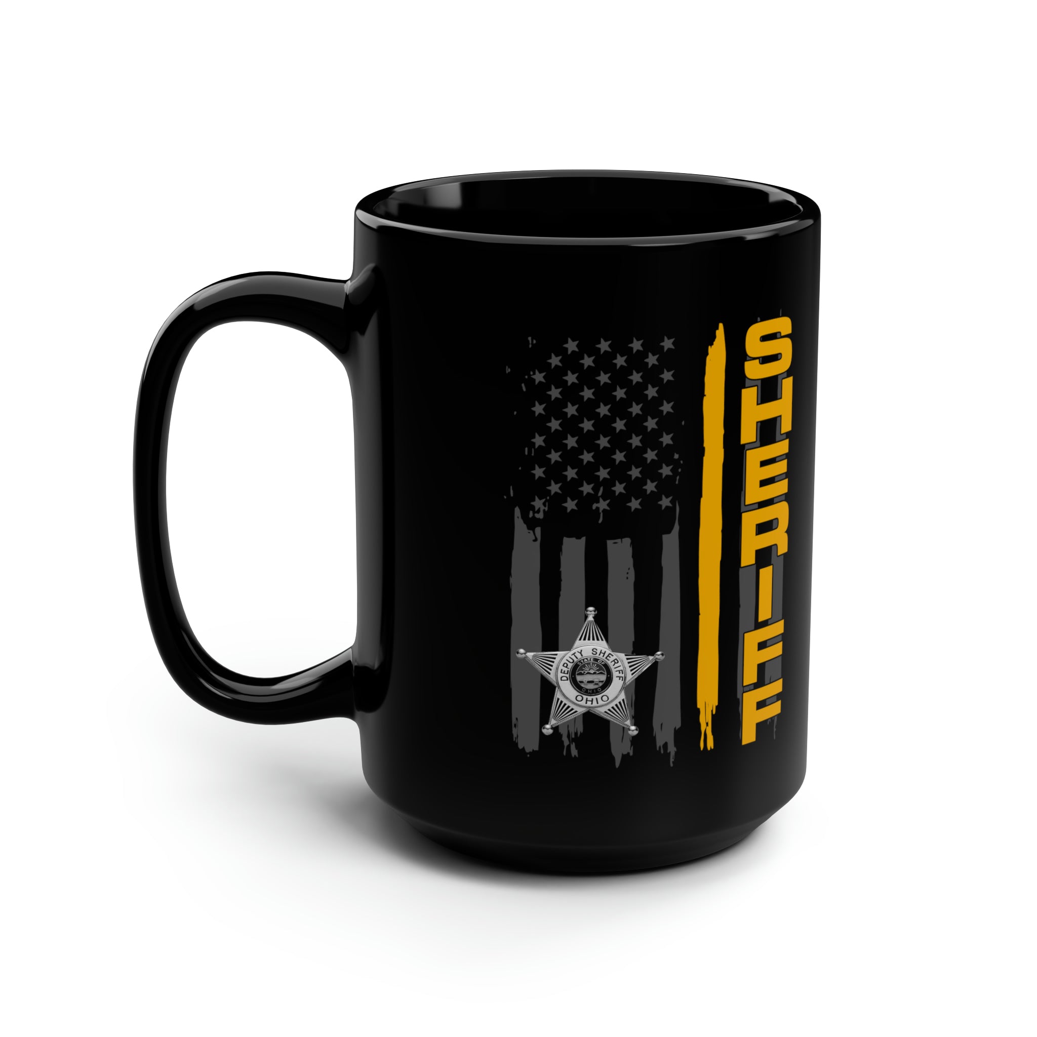 Black Mug 15oz - Ohio Sheriff Vertical