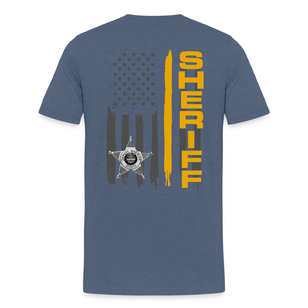 Men's Premium T-Shirt - Ohio Sheriff Vertical Flag Fr and Bk - heather blue