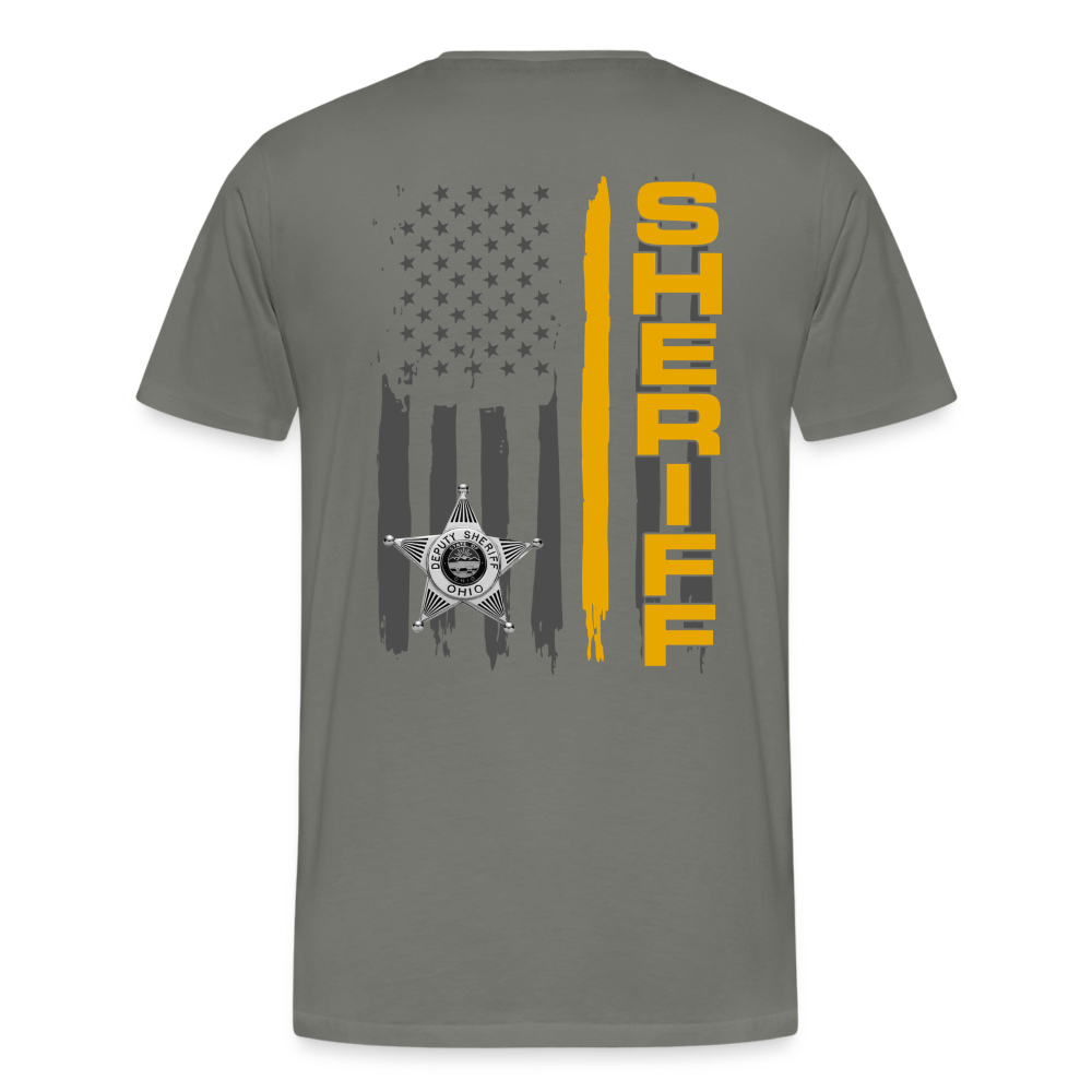 Men's Premium T-Shirt - Ohio Sheriff Vertical Flag Fr and Bk - asphalt gray
