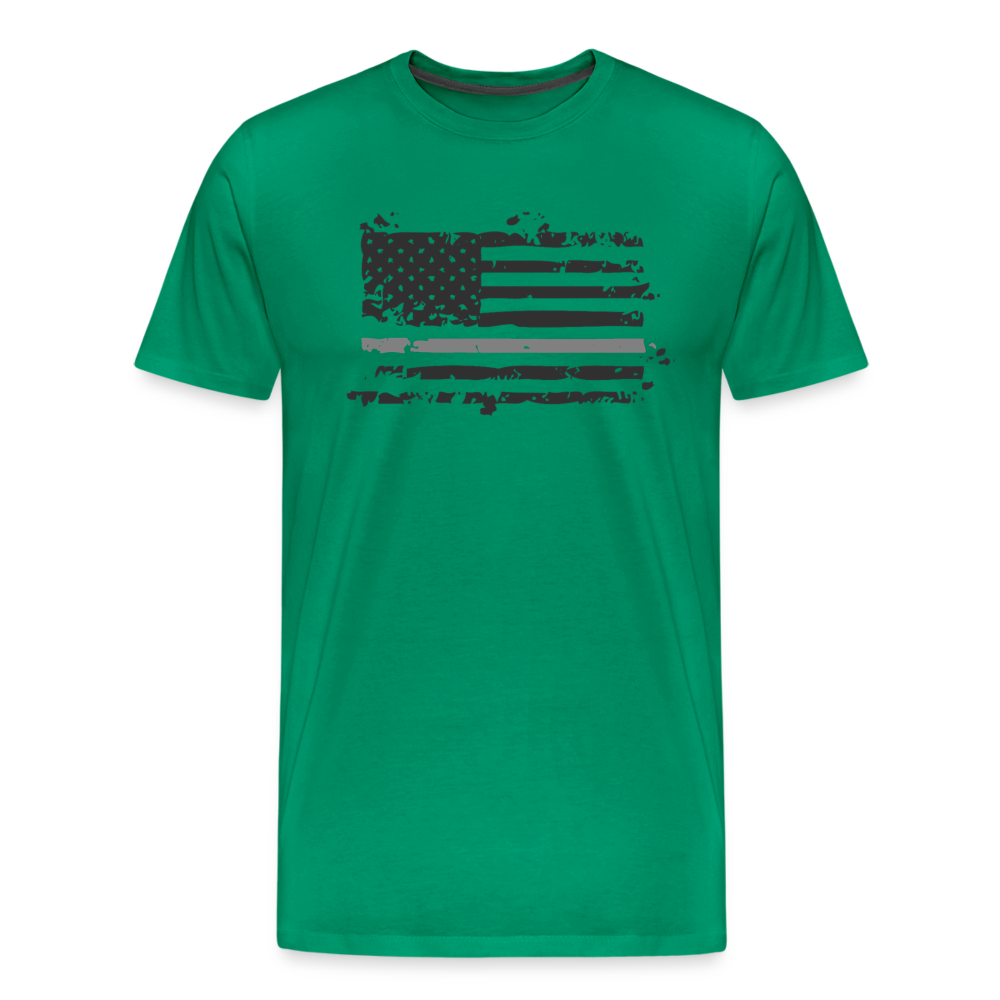 Men's Premium T-Shirt - Distressed Silver Line Flag - kelly green
