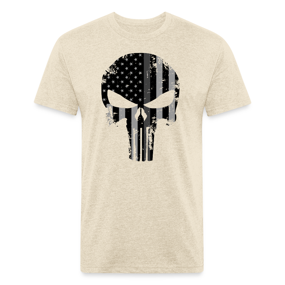 Unisex Poly/Cotton T-Shirt by Next Level - Punisher Thin Silver Line - heather cream
