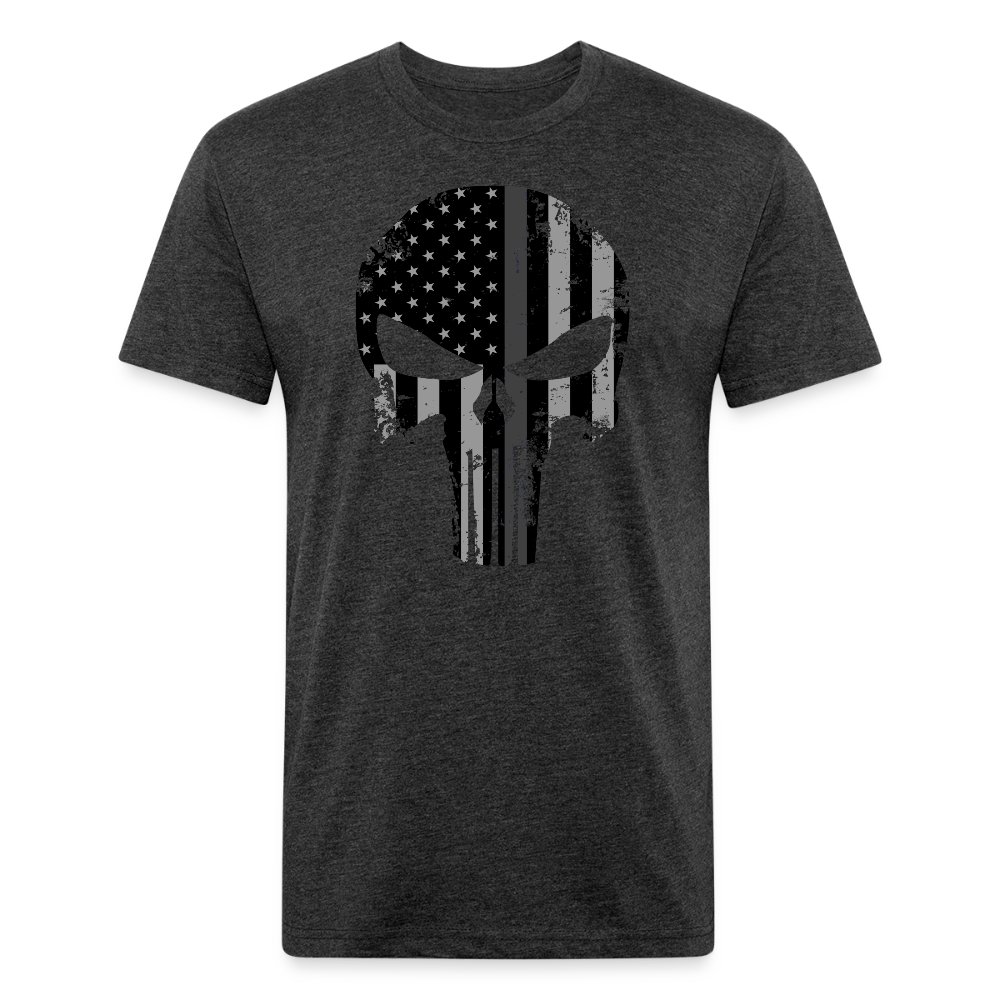 Unisex Poly/Cotton T-Shirt by Next Level - Punisher Thin Silver Line - heather black