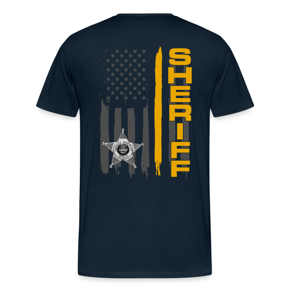 Men's Premium T-Shirt - Ohio Sheriff Vertical Flag Fr and Bk - deep navy