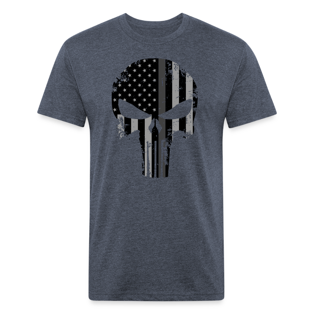 Unisex Poly/Cotton T-Shirt by Next Level - Punisher Thin Silver Line - heather navy