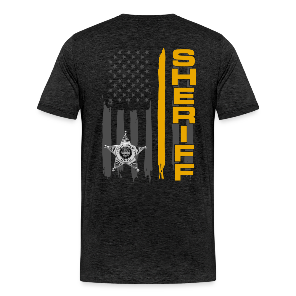Men's Premium T-Shirt - Ohio Sheriff Vertical Flag Fr and Bk - charcoal grey