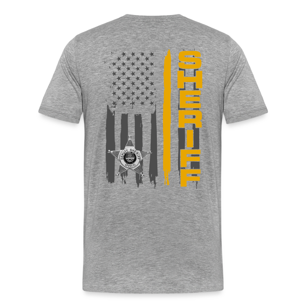 Men's Premium T-Shirt - Ohio Sheriff Vertical Flag Fr and Bk - heather gray