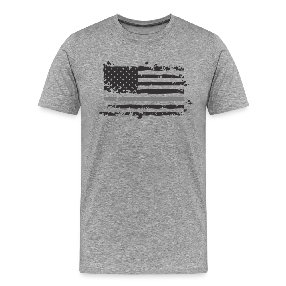 Men's Premium T-Shirt - Distressed Silver Line Flag - heather gray