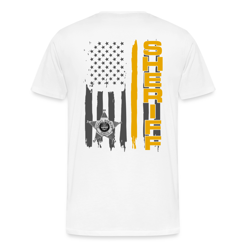 Men's Premium T-Shirt - Ohio Sheriff Vertical Flag Fr and Bk - white