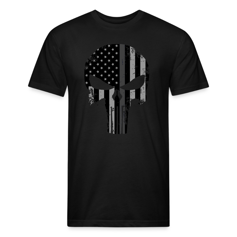 Unisex Poly/Cotton T-Shirt by Next Level - Punisher Thin Silver Line - black