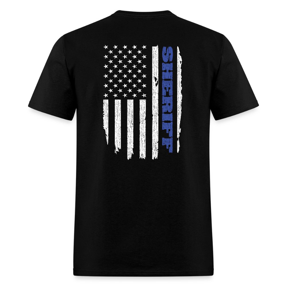 Unisex Classic T-Shirt - Sheriff Blue Line Vertical Flag Fr and Bk - black