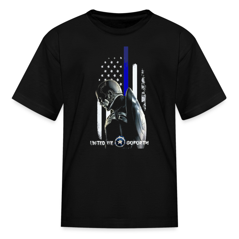 Kids' T-Shirt - Captain America Thin Blue Line - black