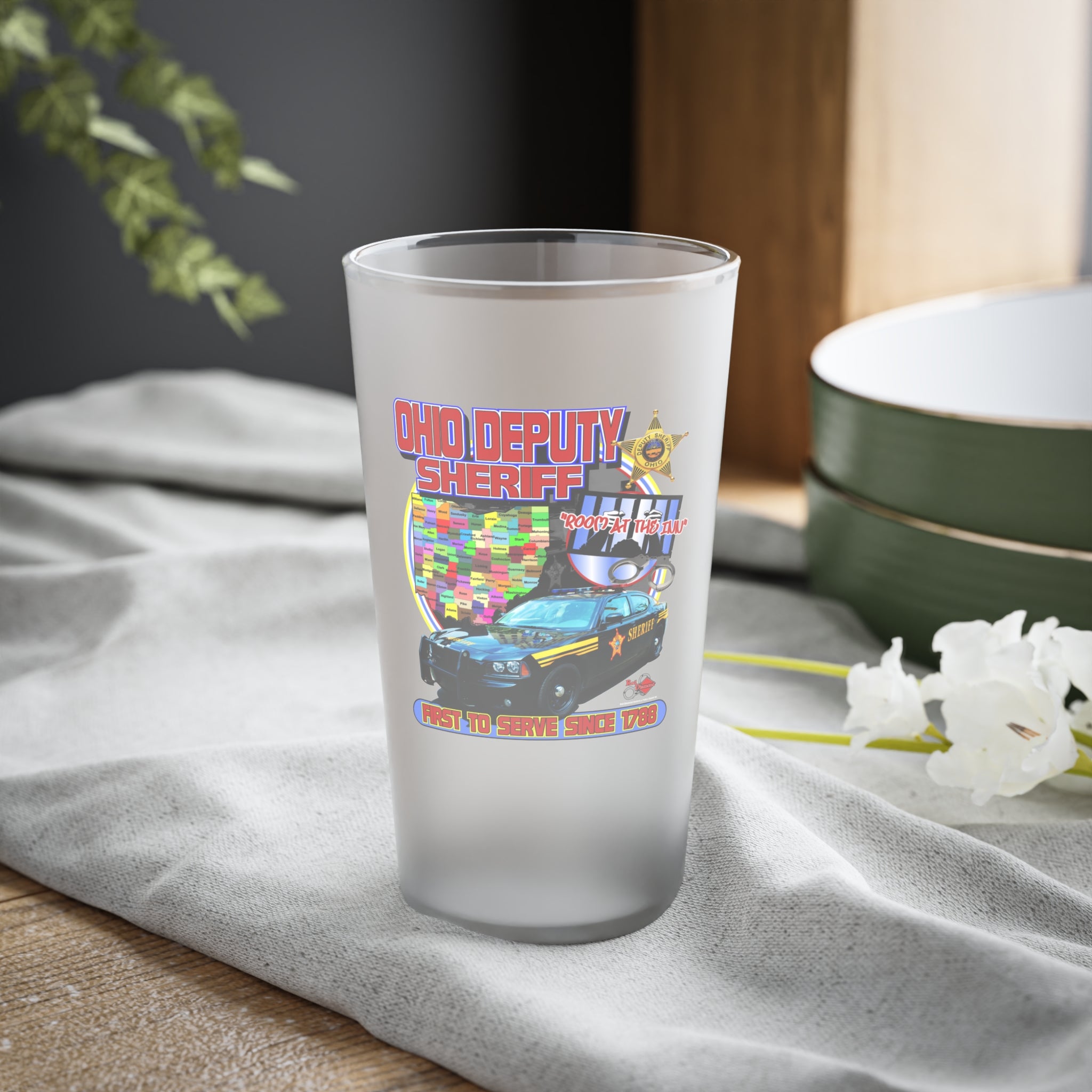 Frosted Pint Glass, 16oz - "Room at the Inn"