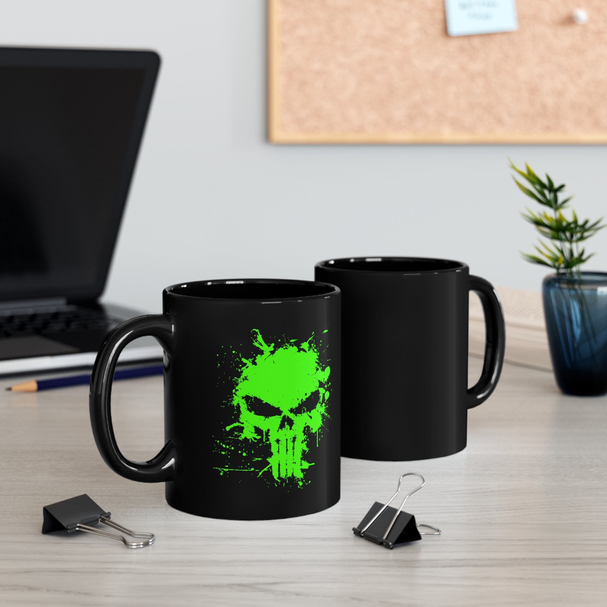 Black mug 11oz - Punisher Splatter Green