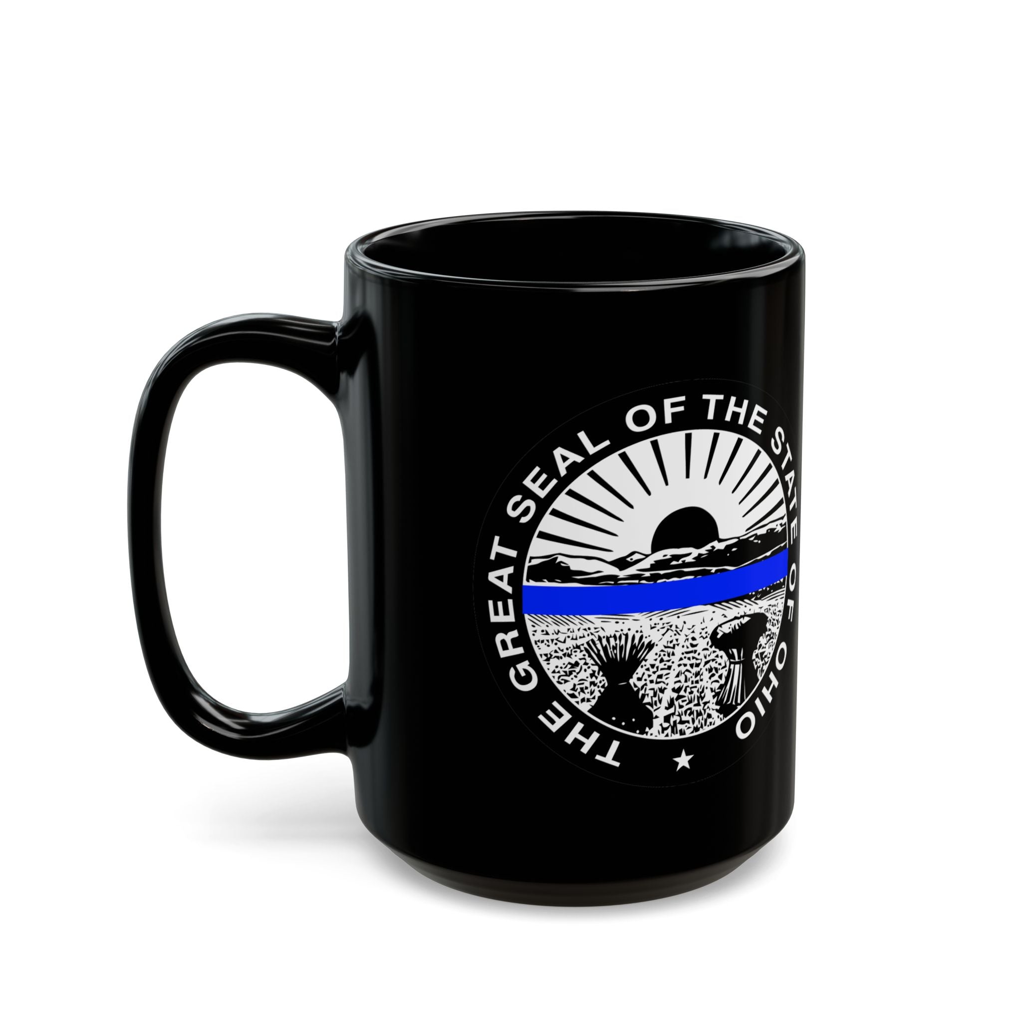 Blue Line Ohio Seal - Black Mug (11oz, 15oz)