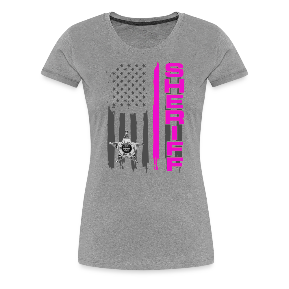 Women’s Premium T-Shirt - Ohio Sheriff Vertical Pink - heather gray