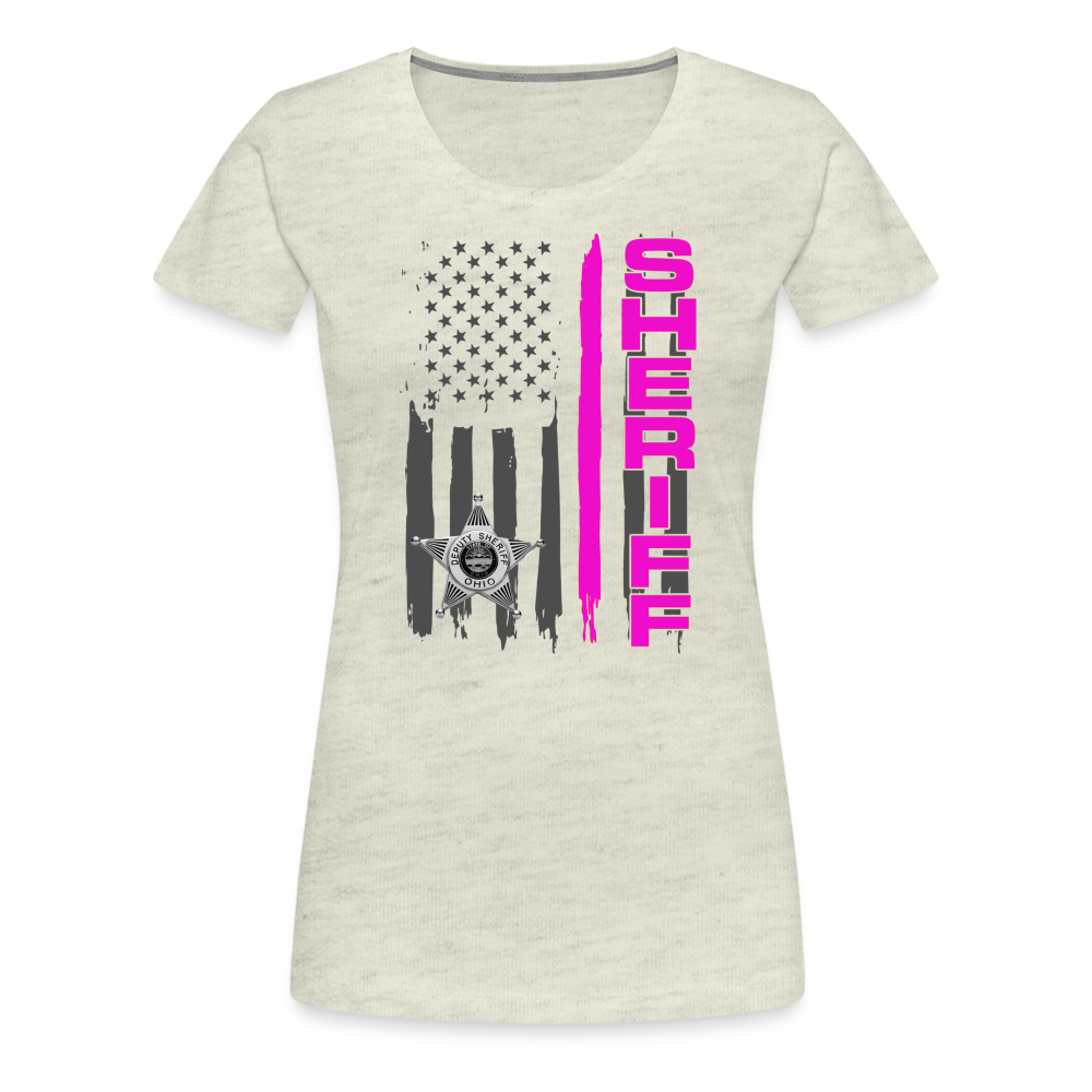 Women’s Premium T-Shirt - Ohio Sheriff Vertical Pink - heather oatmeal