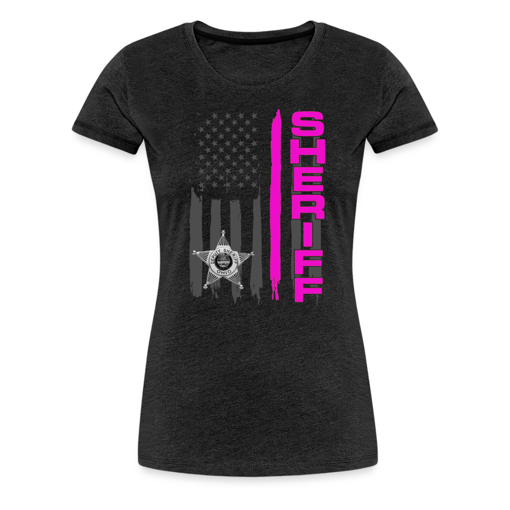 Women’s Premium T-Shirt - Ohio Sheriff Vertical Pink - charcoal grey
