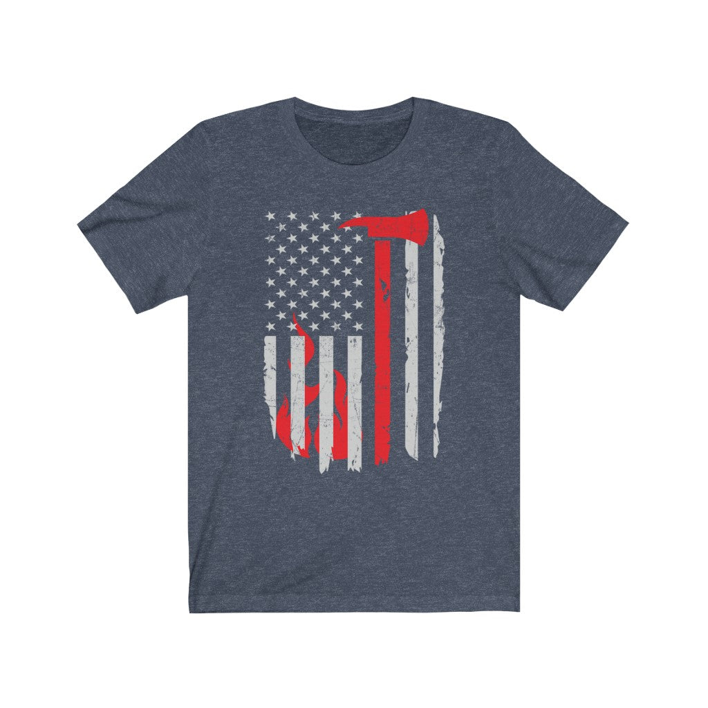 Unisex Jersey Short Sleeve Tee - Thin Red Line Axe Vertical Flag