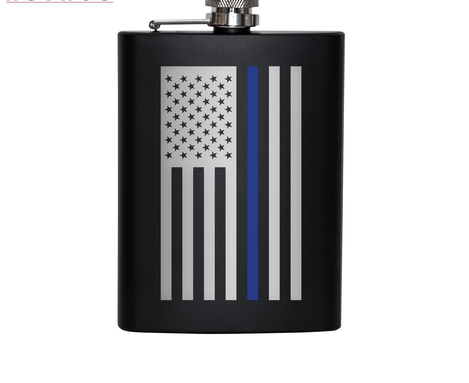 Stainless Steel Thin Blue Line Flag Flask