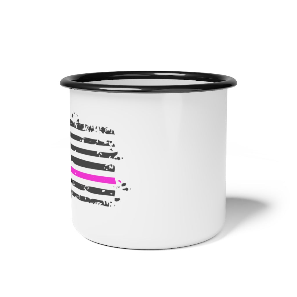 Enamel Camp Cup 12oz - Pink Line Distressed Flag