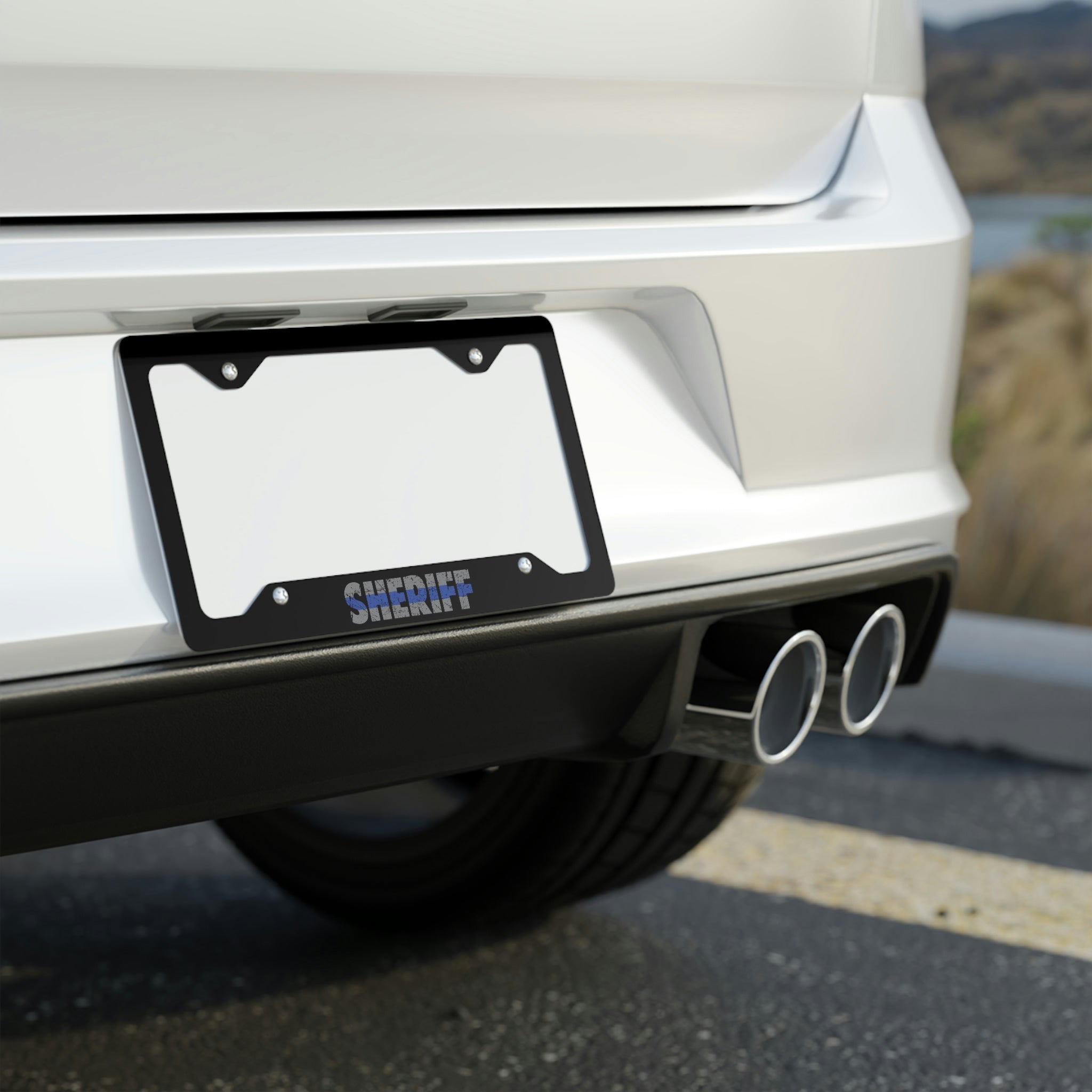 License Plate Frame Metal - Sheriff Blue Line