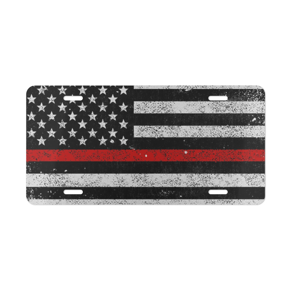 Aluminum License Plate - Red Line Flag