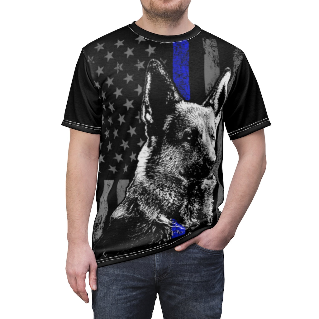 Unisex AOP Cut & Sew Tee - K-9 Blue Line