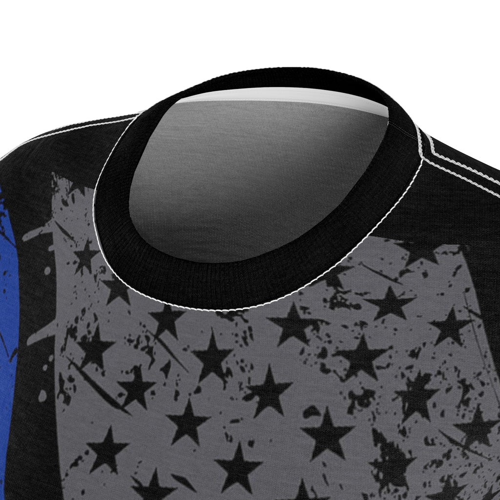 Women's AOP Cut & Sew Tee - Deputy Sheriff Blue Line Flag