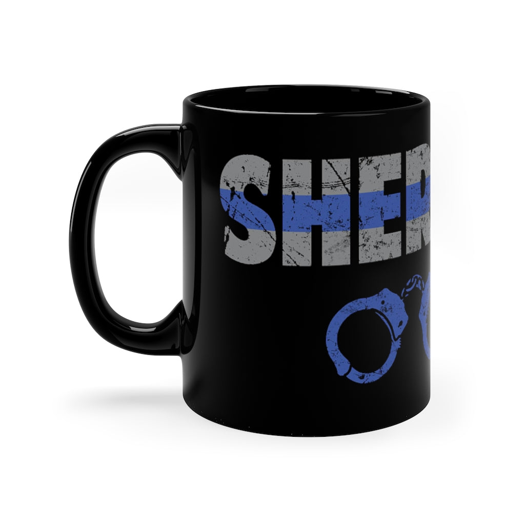 Black mug 11oz - Sheriff Blue Line / Cuffs