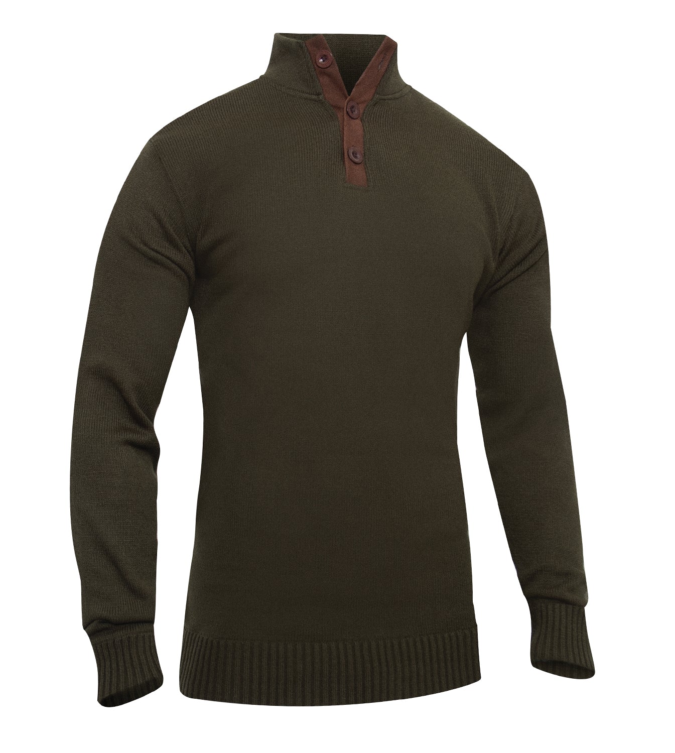 Rothco 3-Button Sweater With Suede Accents