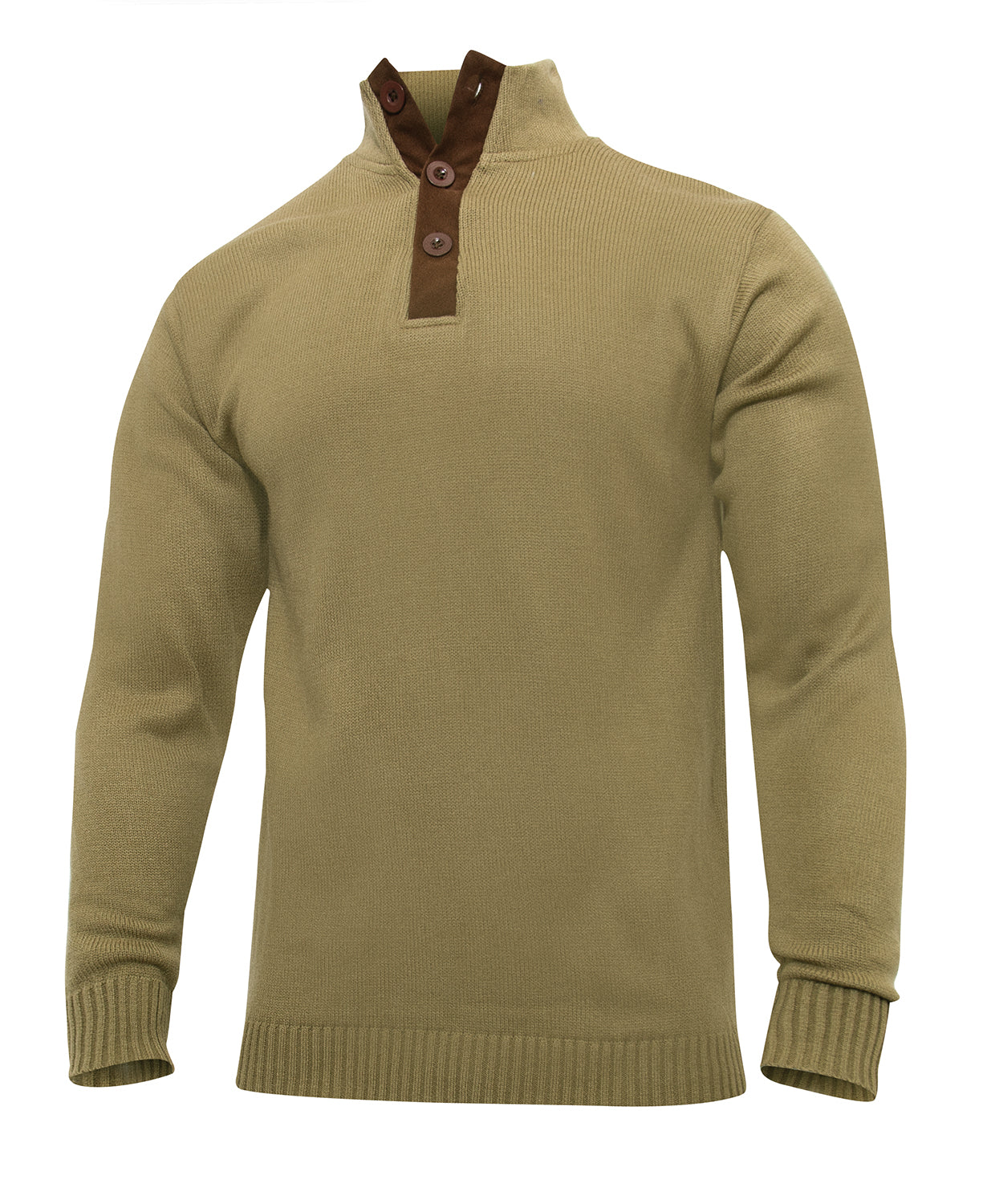 Rothco 3-Button Sweater With Suede Accents