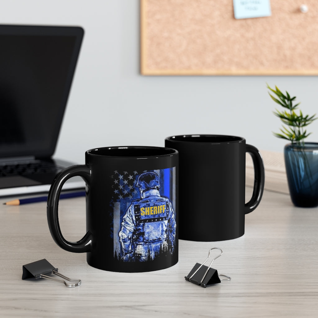 Black mug 11oz - Thin Blue Line Tactical Sheriff