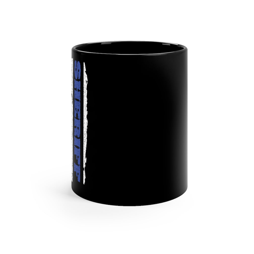 Black mug 11oz - Sheriff Blue Line Vertical Flag