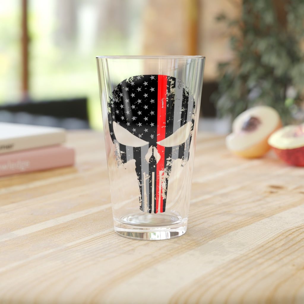 Pint Glass, 16oz - Punisher Red Line