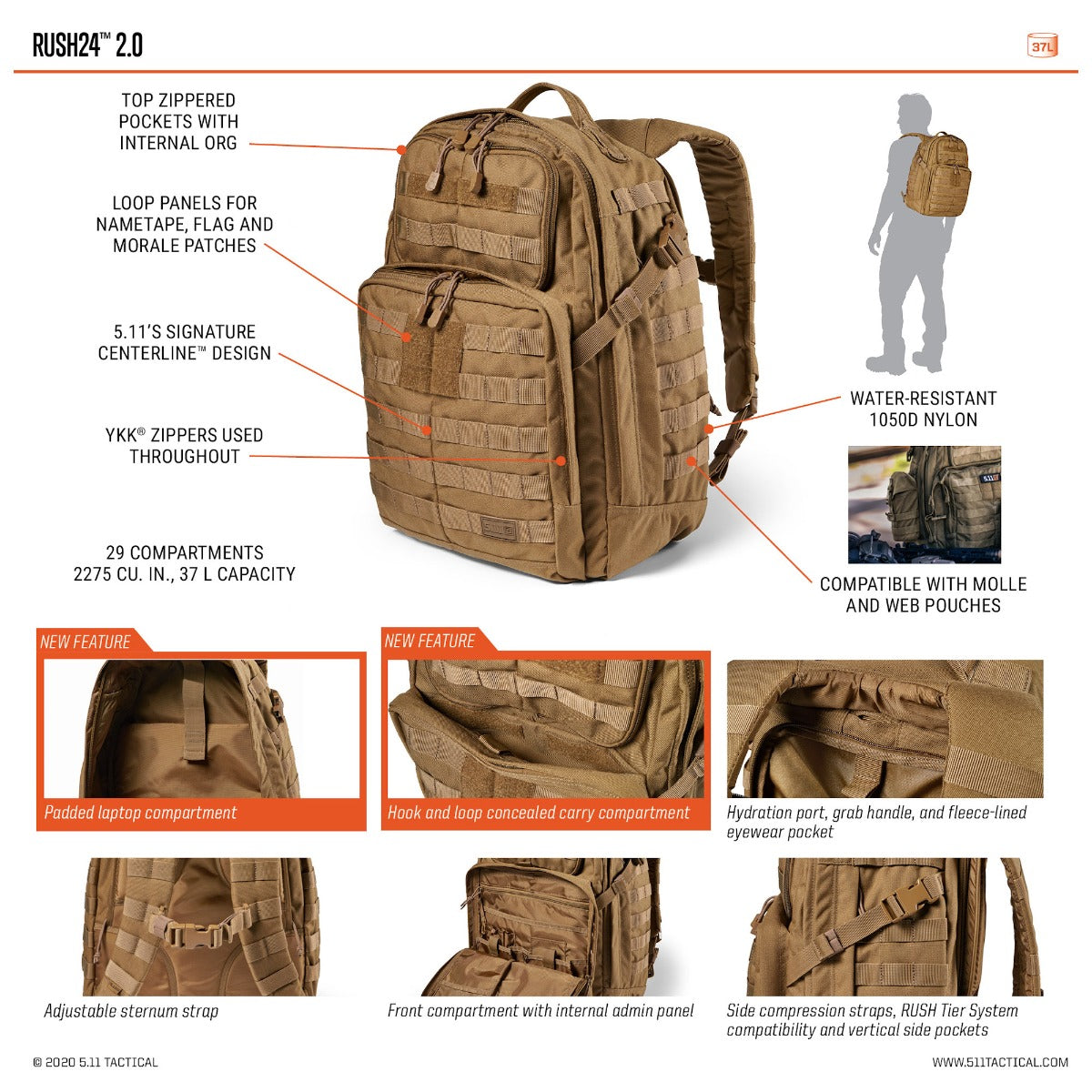 5.11 Tactical Rush24 2.0 Backpack 37L