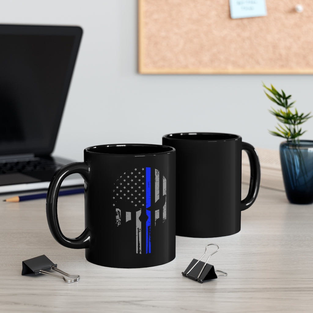 Black mug 11oz - Punisher Thin Blue Line