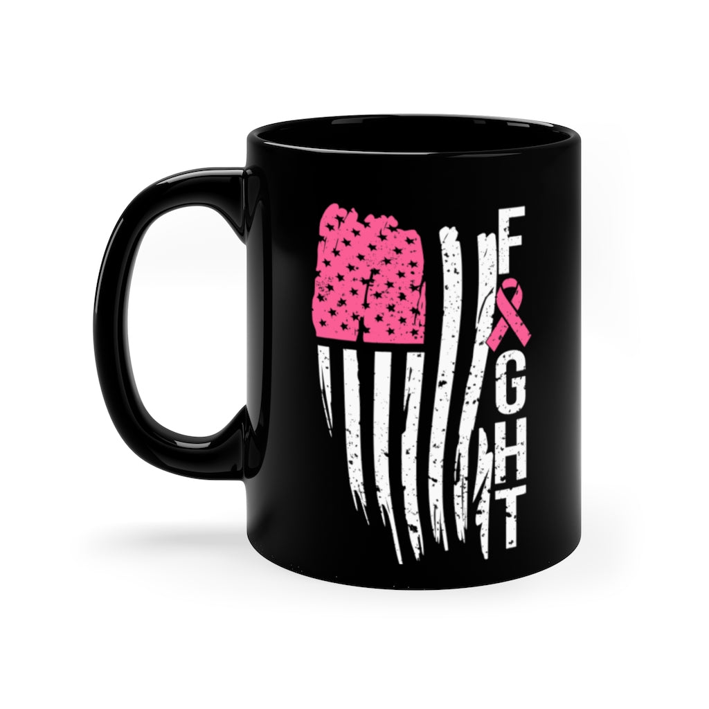 Black mug 11oz - Breast Cancer Awareness "Fight"