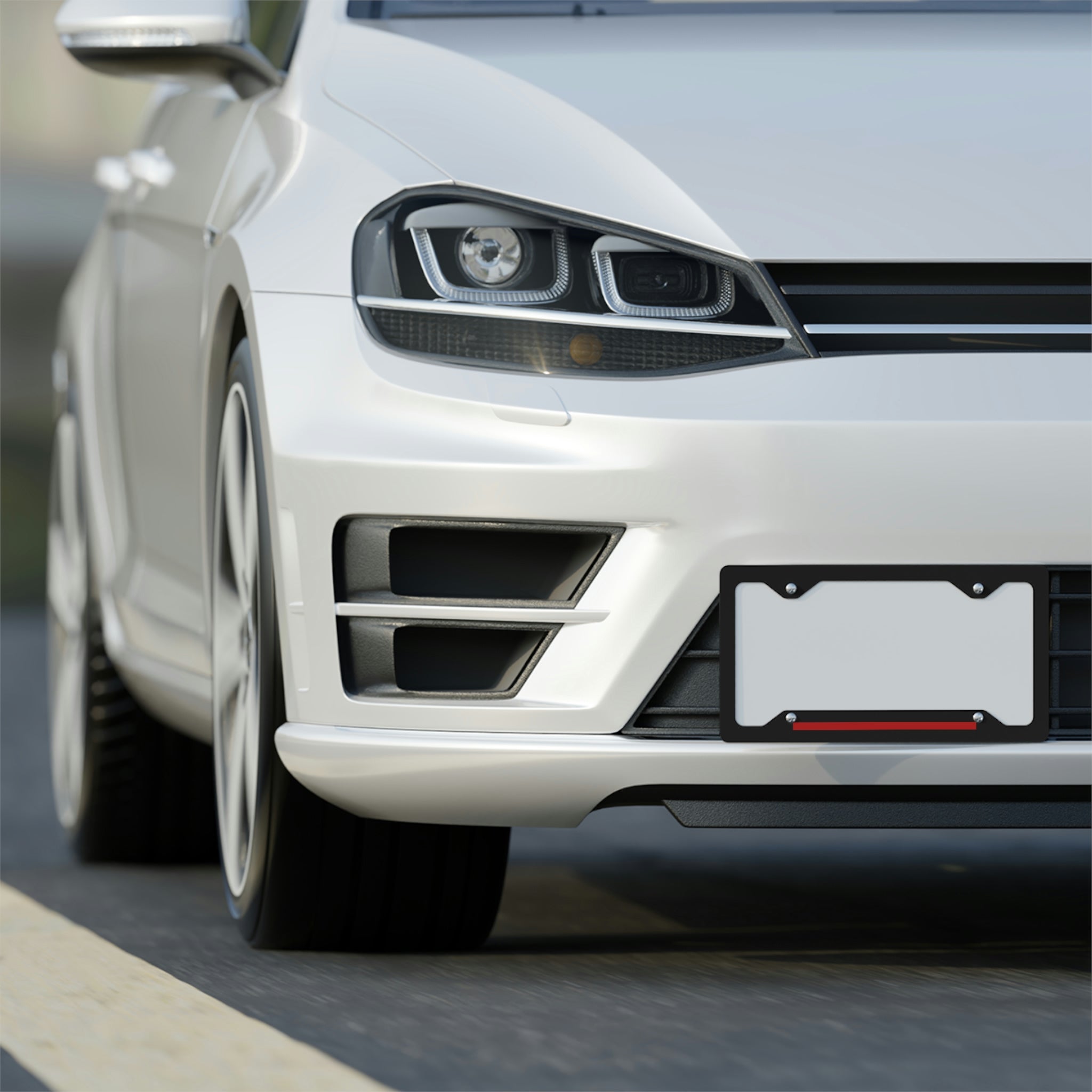 License Plate Frame Metal - Thin Red Line