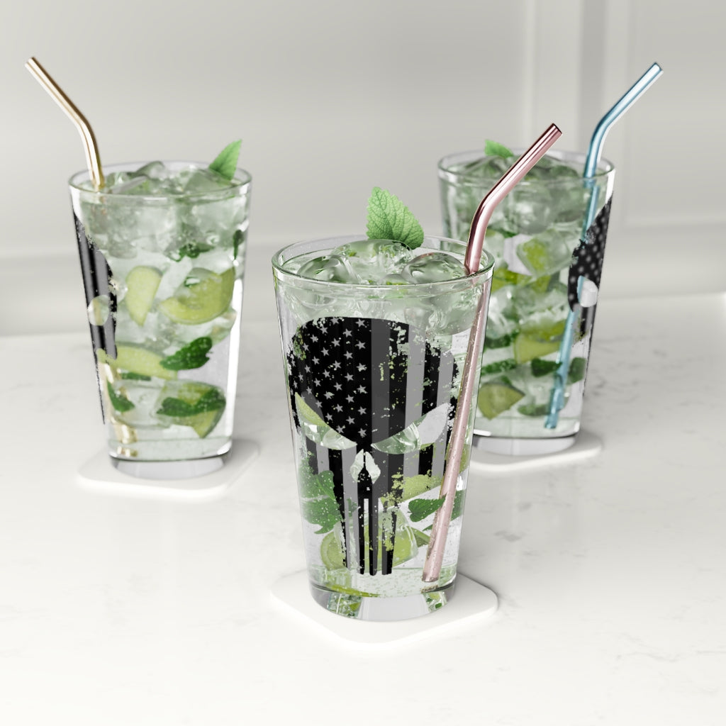 Pint Glass, 16oz - Punisher Gray Line