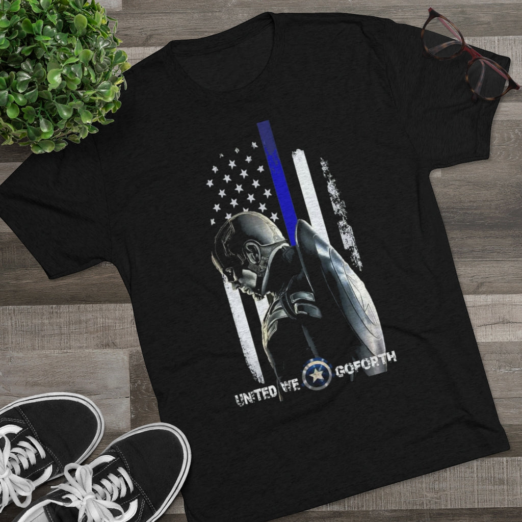 Unisex Tri-Blend Crew Tee - Captain America Blue Line