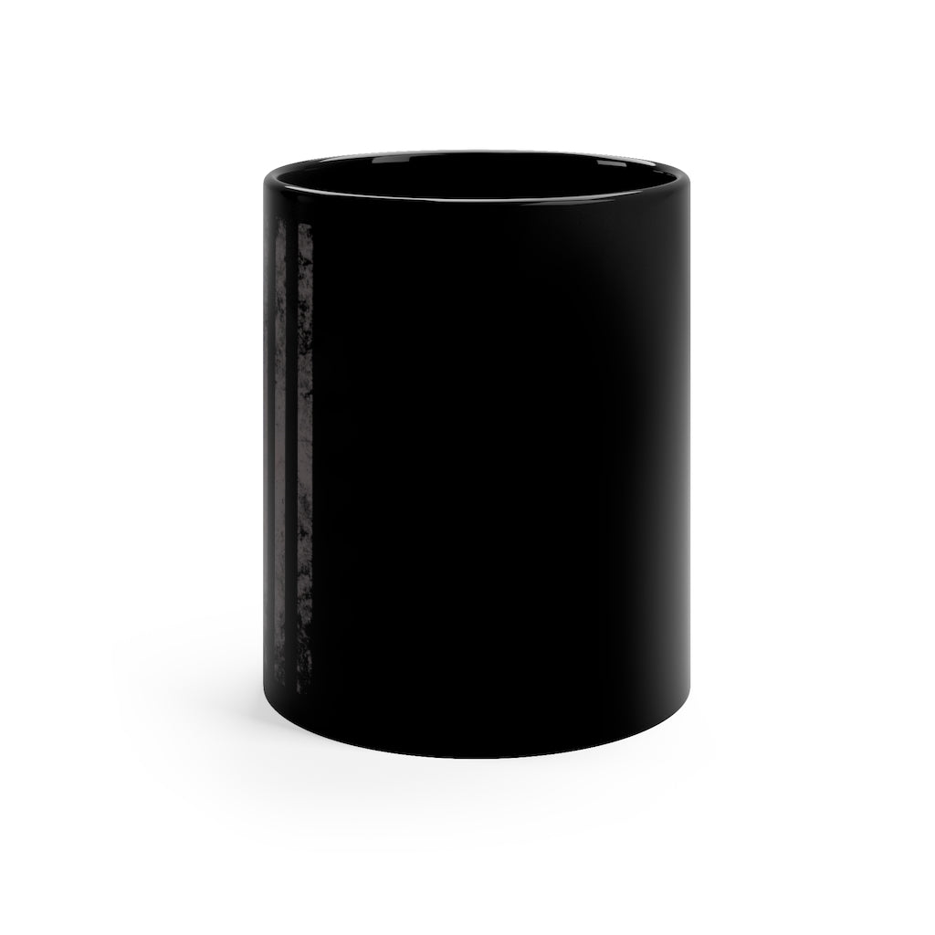 Black mug 11oz - Thin Blue Line Vertical Flag Subdued
