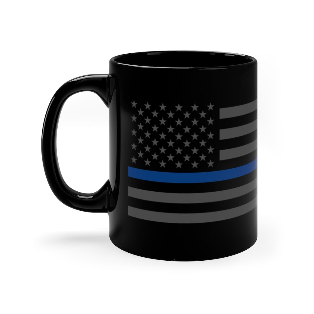 Black mug 11oz - Thin Blue Line Subdued Flag