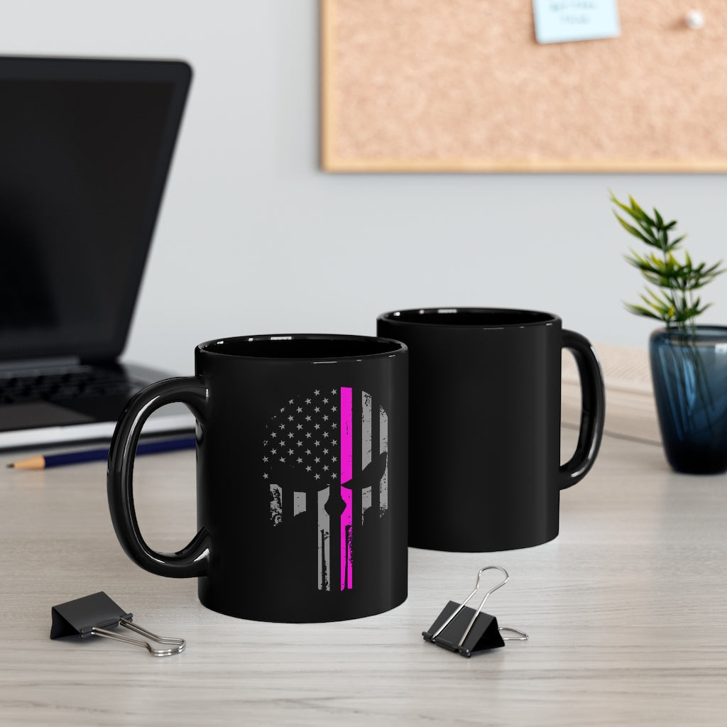 Black mug 11oz - Punisher Pink Line