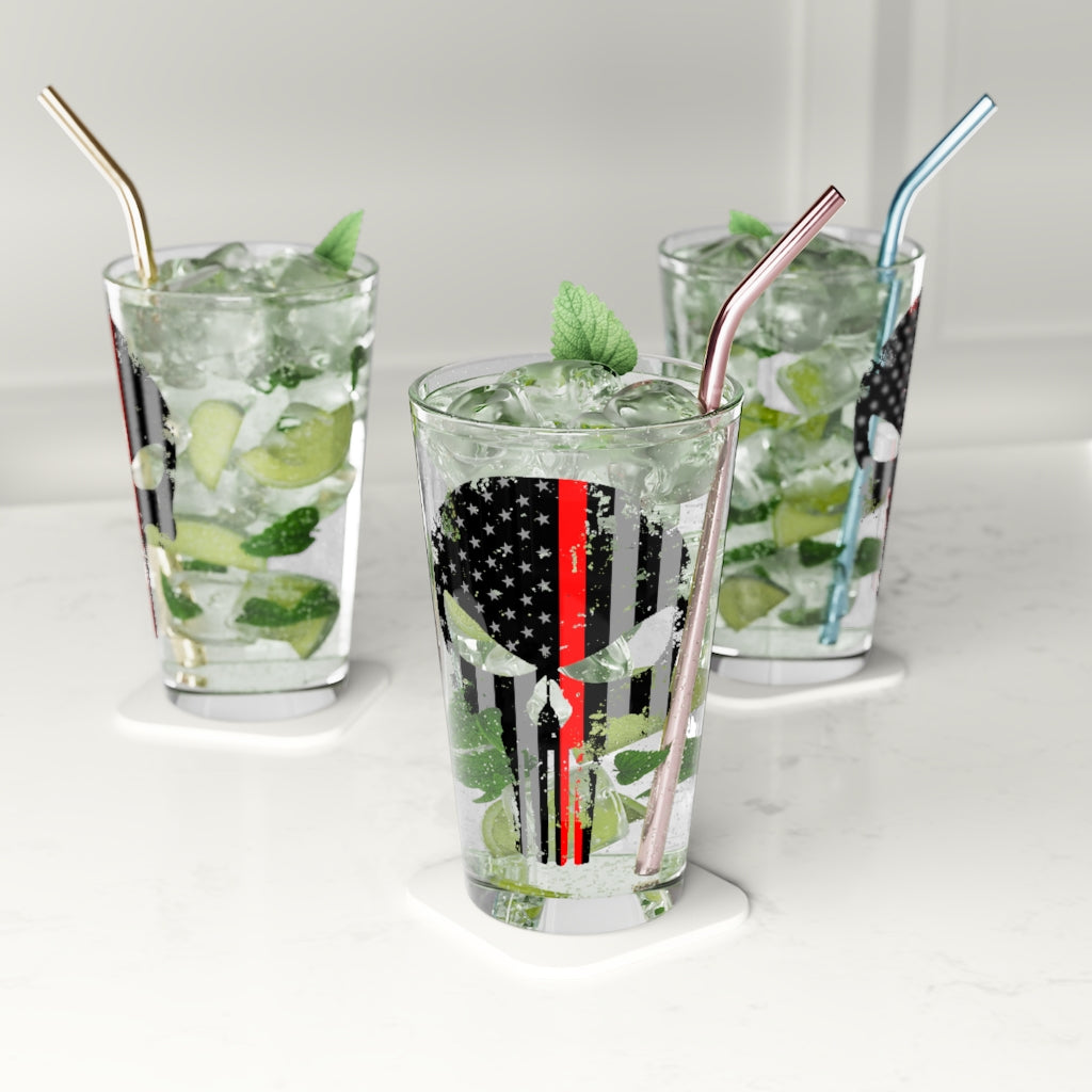 Pint Glass, 16oz - Punisher Red Line