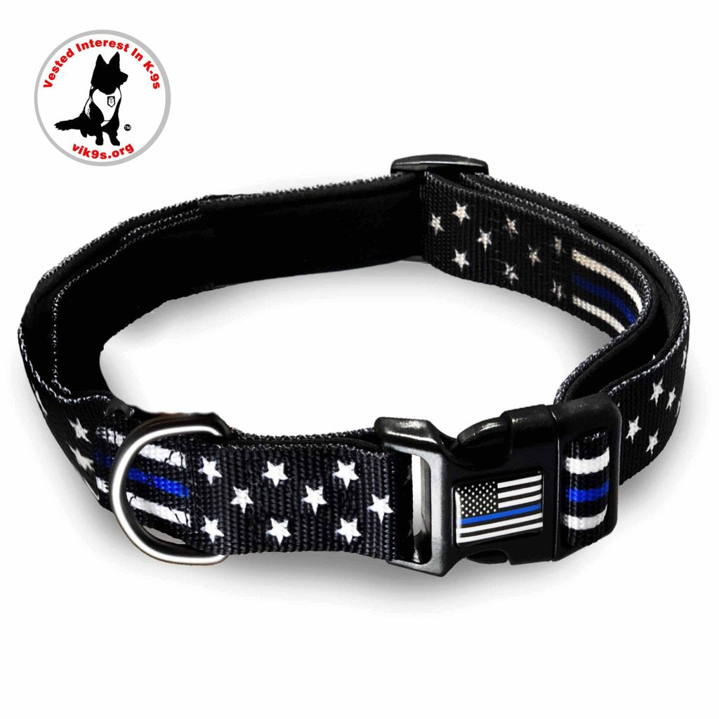 Personalized thin blue line top dog collar