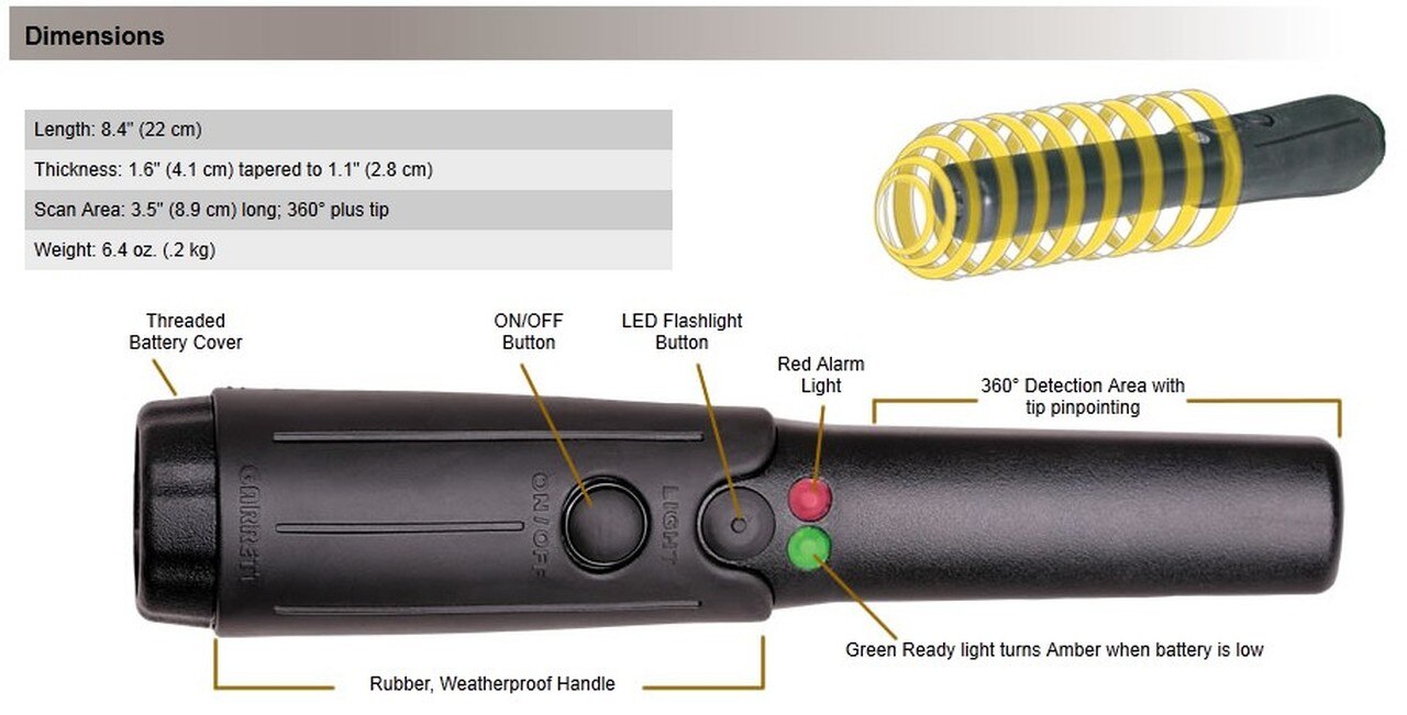 Garrett Tactical Hand-Held Metal Detector (THD) w/ Holster