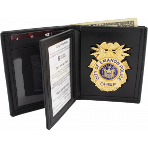 Dress Leather Single ID Bi-Fold Wallet W/Credit Card Slot for Ohio Sheriff 5pt Star