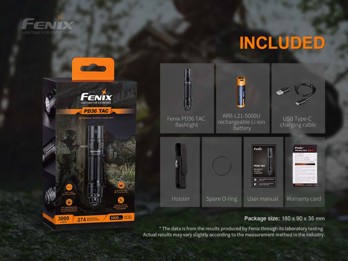 Fenix PD36 TAC Flashlight | 3000 Lumens